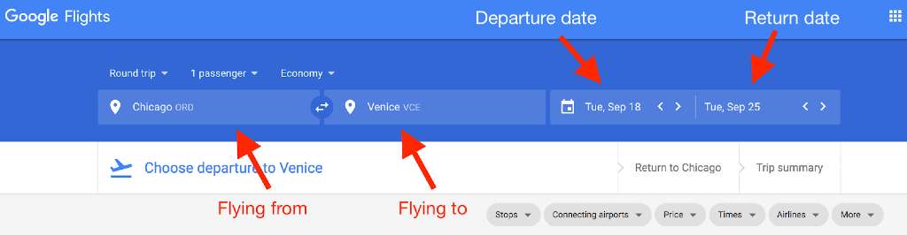Enter your travel details;  How To Set Up Google Flight Alerts?