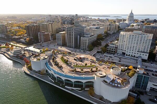 Top view of the  Monona Terrace, best place in Madison