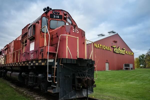 Ancient railway heritage collection in famous  National Railroad Museum, most visited place by tourist in Wisconsin