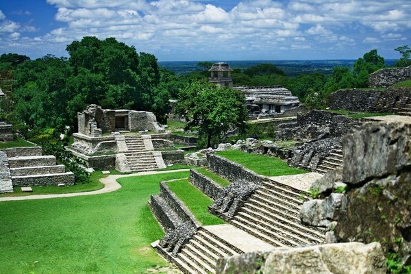 world famous Mesoamerican architecture of Mayan culture in Palenque  