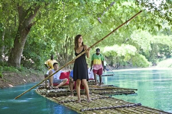Bamboo boat river rafting in Rio Grande River, best destination of Jamaica 