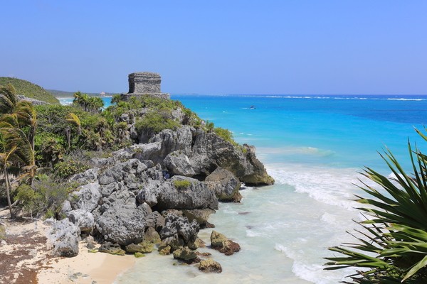 Tulum beach one of the famous beaches of  Riviera Maya ; places to visit in mexico