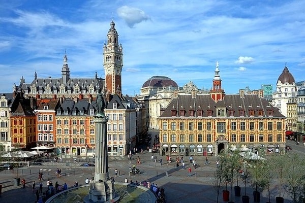Lille Grand place and town center, France 