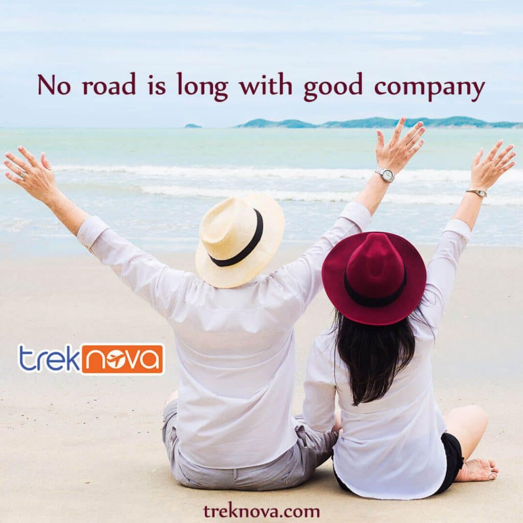 No road is long with good company, Best Romantic Travel Love Quotes For Couples 