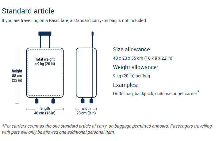 Standard Items, Porter Airlines Reservations