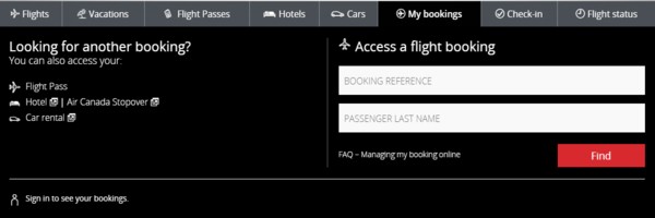 Air Canada My Booking, air canada manage booking
