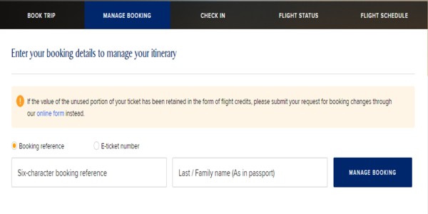 Singapore Airlines Manage Booking