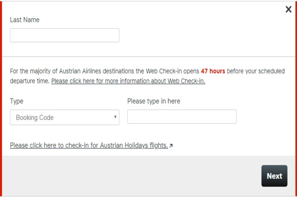 Austrian airlines web check-in, austrian airlines check-in
