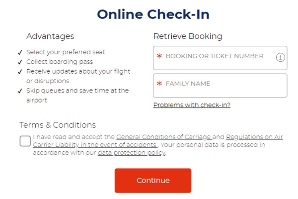 Brussels airlines online check-in