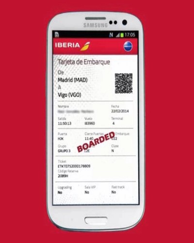 Iberia Airlines mobile boarding pass