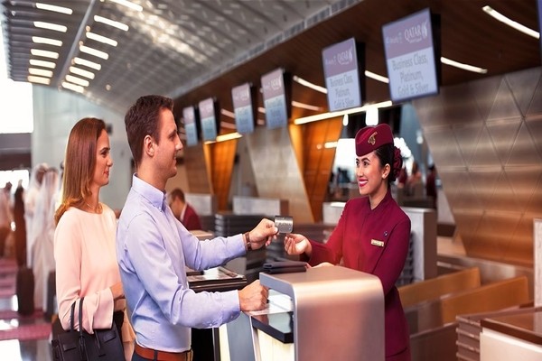 Qatar Airways check-in counter