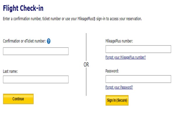 United airlines check-in online