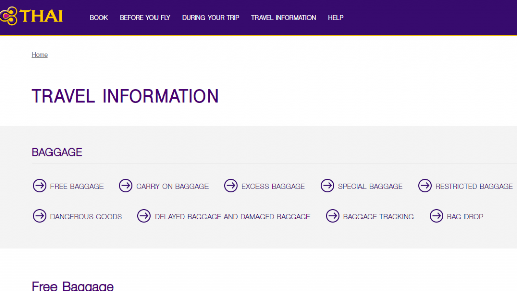 Thai Airways Manage Booking